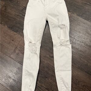 American Eagle Outfitters High Rise White Distressed Jeans